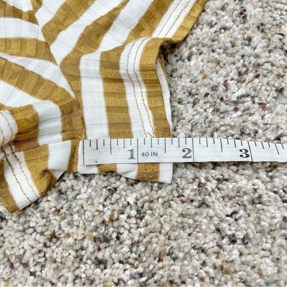 Urban Outfitters Ribbed Striped Surplice V-Neck Romper Gold Yellow White Small - Picture 10 of 11